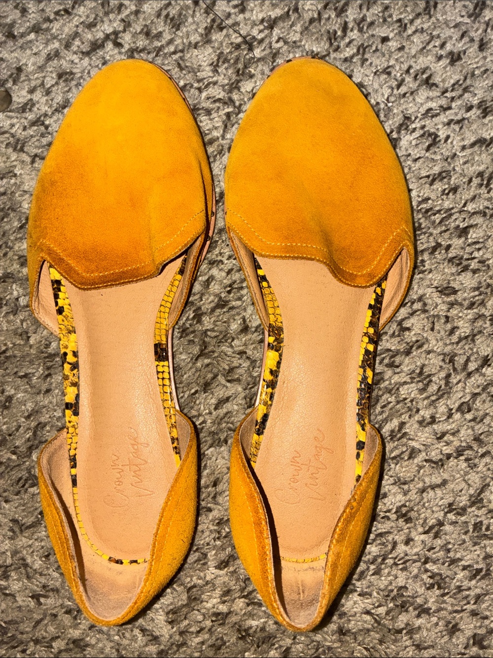 Crown Vintage Mustard Yellow Suede D'Orsay Flats